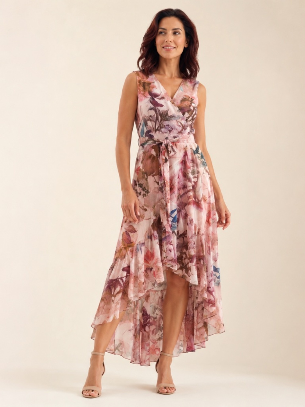 White House Black Market Floral High-Low Maxi Dress 8